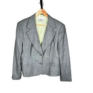 Escada Margaretha Ley Womens Wool Single Breasted Two-Button Blazer Gray Size 42